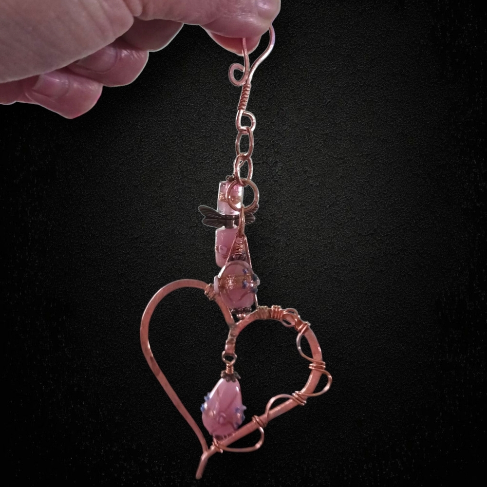 Soldered Heart Beaded Suncatcher/Yard Jewelry